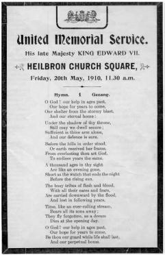 1910-UNITED-MEMORIAL-SERVICE-King-Edward-VII-Heilbron-Church-Square