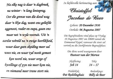 BEER-DE-Christoffel-Jacobus-1930-2007-M