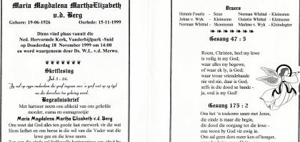 BERG-VAN-DEN-Maria-Magdalena-Martha-Elizabeth-1926-1999-F