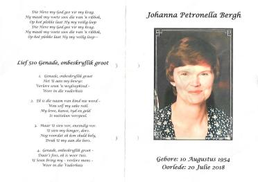 BERGH-Johanna-Petronella-Nn-Petro-1954-2018-F