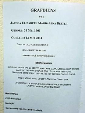BESTER-Jacoba-Elizabeth-Magdalena-Nn-Daleen-1961-2014-F_3
