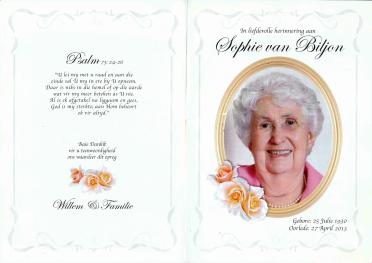 BILJON-VAN-Sophie-Susanna-Nn-Sophie-1930-2013-F