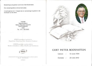 BODENSTEIN-Gert-Pieter-Nn-Gert-1934-2012-M