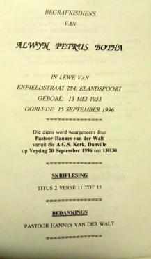 BOTHA-Alwyn-Petrus-1953-1996-M