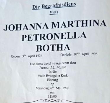 BOTHA-Johanna-Marthina-Petronella-Nn-Johanna-1934-1996-F