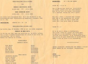 BRITS-Hendrik-Christoffel-1945-1994-M---BRITS-Mara-Catharina-nee-DeJager-1951-1994-F