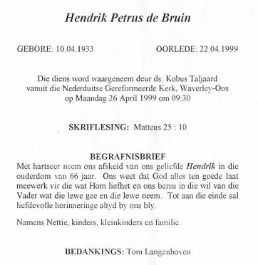 BRUIN-DE-Hendrik-Petrus-Nn-Hennie-1933-1999-M-99
