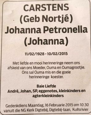 CARSTENS-Johanna-Petronella-Nn-Johanna-née-Nortjé-1928-2015-F