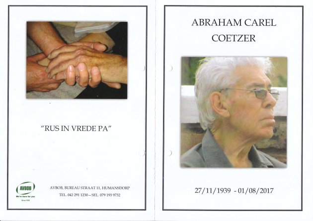 COETZER-Abraham-Carel-Nn-Abie.Yster.Aab.Aaron-1939-2017-M_1