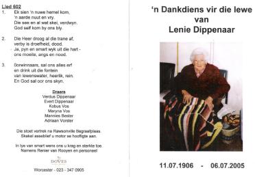 DIPPENAAR-Helena-Petronella-Johanna-Nn-Lenie-1906-2005-F