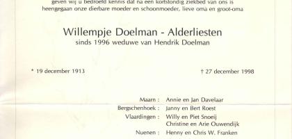 DOELMAN-ALDERLIESTEN-Willempje-1913-1998-M
