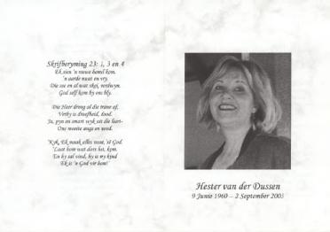 DUSSEN-VAN-DER-Hester-Maria-Nn-Hester-1960-2003-F