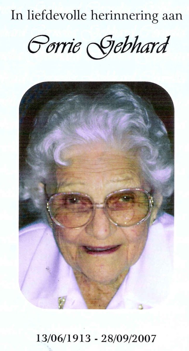 GEBHARDT-Cernelia-Johanna-Jacomina-Catharina-Nn-Corrie-1913-2007-F_1