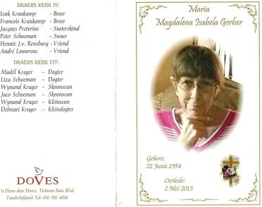 GERBER-Maria-Magdalena-Isabela-nee-Kraukamp-1954-2015-F