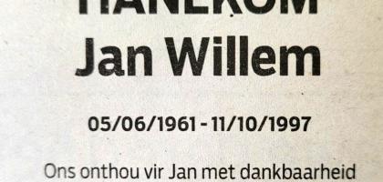 HANEKOM-Jan-Willem-Nn-Jan-1961-1997-M