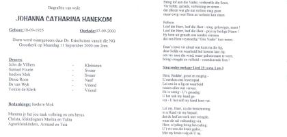 HANEKOM-Johanna-Catharina-1925-2000