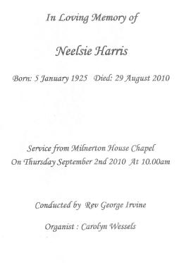 HARRIS-Neelsie-1925-2010-M