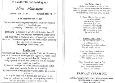 HAVENGA-Ben-1928-2004-M