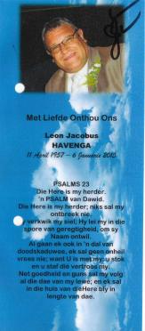 HAVENGA-Leon-Jacobus-Nn-Leon-1957-2015-M