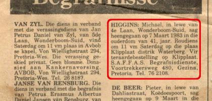 HIGGINS-Michael-1942-1983-M