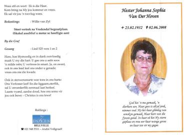 HOVEN-VAN-DER-Hester-Johanna-Sophia-nee-VanRooyen-1932-2008-F