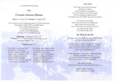 HUMAN-Cornelius-Johannes-1930-2007-M