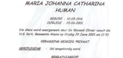 HUMAN-Maria-Johanna-Catharina-1916-2001