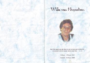 HUYSSTEEN-VAN-Hendrina-Wilhelmina-Catharina-Nn-Willa-nee-Maré-1917-2000-F