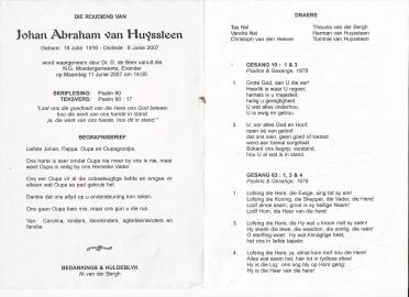 HUYSSTEEN-VAN-Johan-Abraham-1916-2007-M