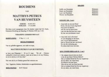 HUYSSTEEN-VAN-Matthys-Petrus-1913-2000-M