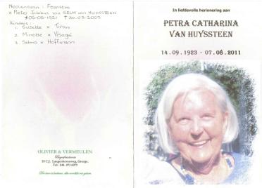 HUYSSTEEN-VAN-Petra-Catharina-nee-Feenstra-1923-2011-F