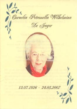 JAGER-DE-Cornelia-Petronella-Wilhelmina-1926-2007-F