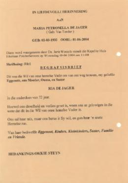 JAGER-DE-Maria-Petronella-nee-VanTonder-1932-2004-F
