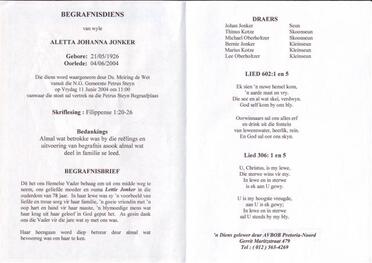 JONKER-Aletta-Johanna-Nn-Lettie-1926-2004-F