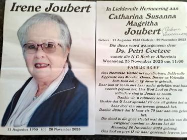 JOUBERT-Catharina-Susanna-Magritha-Nn-Irene-nee-Vermeulen-1953-2023-F