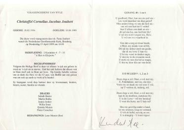 JOUBERT-Christoffel-Cornelius-Jacobus-1936-1999-M
