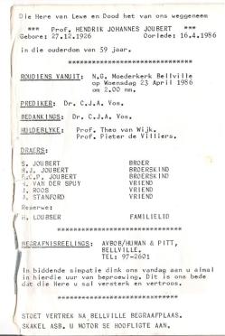 JOUBERT-Hendrik-Johannes-1926-1986-M
