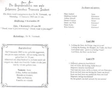 JOUBERT-Johannes-Jacobus-Francois-Nn-Jan-1933-2003-70jr-M