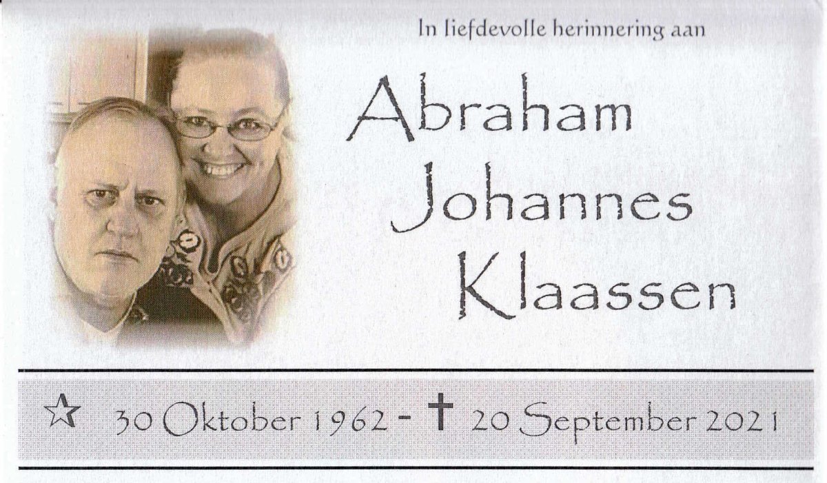 KLAASSEN-Abraham-Johannes-Nn-Johan-1962-2021-M_99