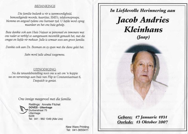 KLEINHANS, Jacobus Andries 1931-2007_1