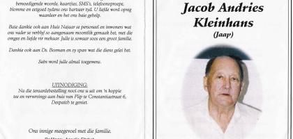 KLEINHANS-Jacob-Andries-1931-2007