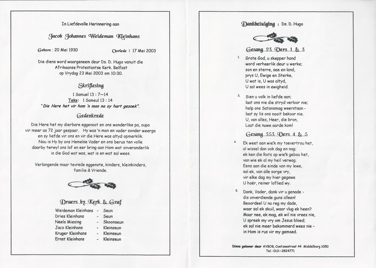 KLEINHANS-Jacob-Johannes-Weideman-Nn-Weideman-1930-2003-M_2