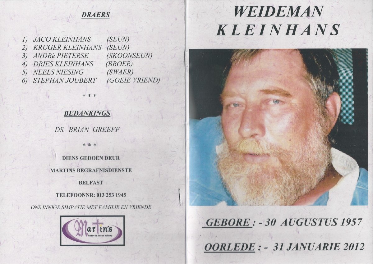 KLEINHANS-Jacob-Johannes-Weideman-Nn-Weideman-1957-2012-M_1