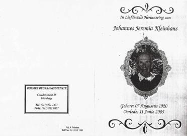 KLEINHANS-Johannes-Jeremia-1920-2005-M