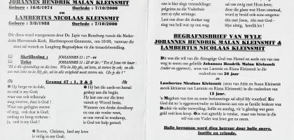 KLEINSMIT-Johannes-Hendrik-Malan-1974-2000-M---KLEINSMIT-Lambertus-Nicolaas-1988-2000-M