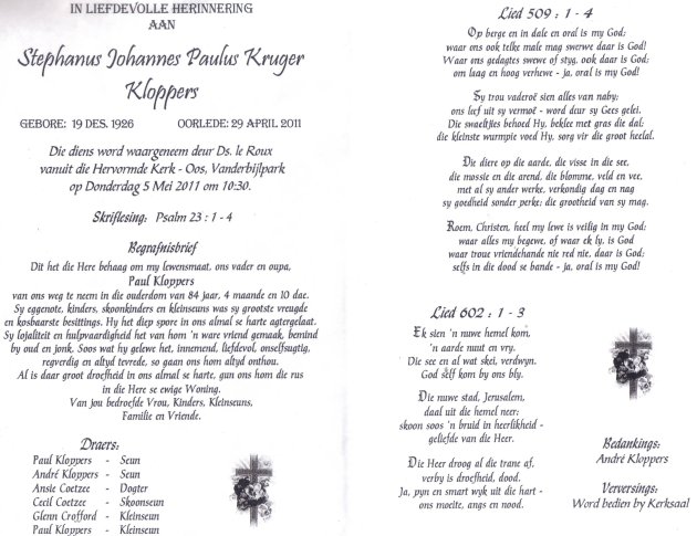 KLOPPERS, Stephanus Johannes Paulus Kruger 1926-2011_2
