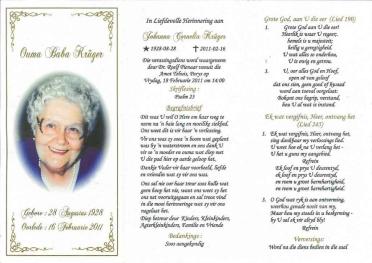 KRÜGER-Johanna-Cornelia-Nn-Baba-1928-2011-F