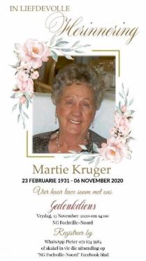 KRUGER-Martha-Susanna-Nn-Martie-nee-Kloppers-1931-2020-F