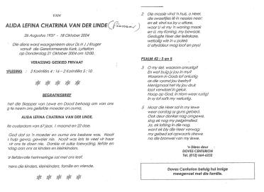 LINDE-VAN-DER-Alida-Lefina-Chatrina-nee-Pienaar-1937-2004-F