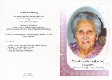 LOURENS-Christina-Aletta-Nn-Lettie-1921-2006-F